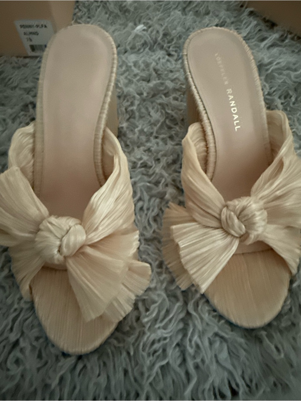 Loeffler Randall Cream Knotted Raffia Slide Mules